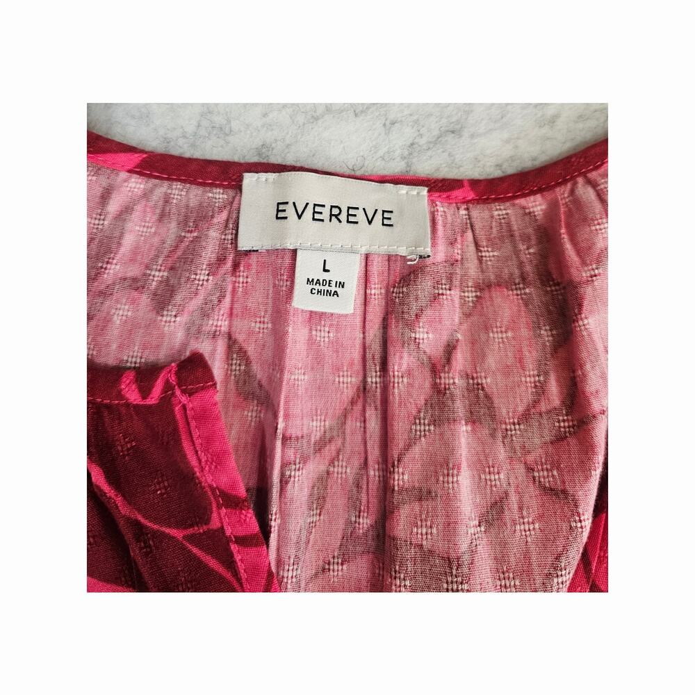 Evereve Charlotte Pink Floral Mini Dress Ruffle Flutter Sleeve, Pockets, Sz L - Picture 3 of 8